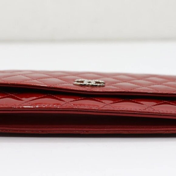 CHANEL Patent Quilted Brilliant Wallet On Chain WOC Red - Picture 13 of 15